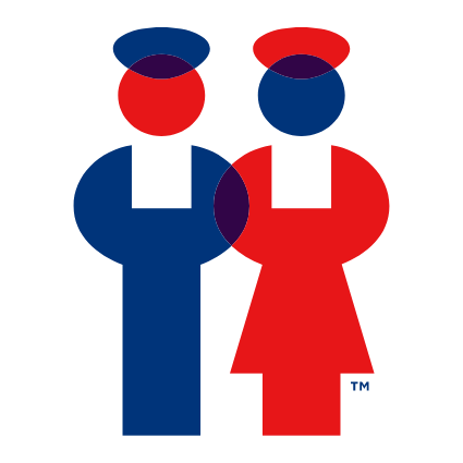 blue and red Man and woman icons from logo