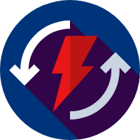 Lightning bolt with arrows around it icon