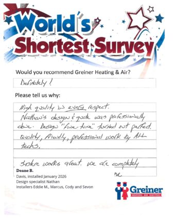 Handwritten customer survey card