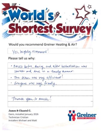 Handwritten customer survey card