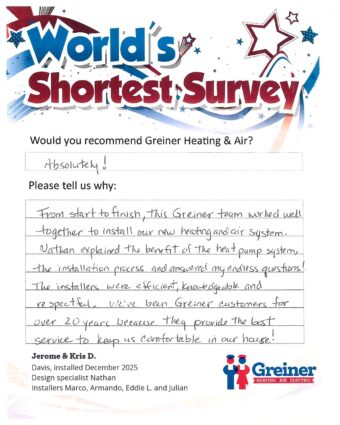 Handwritten customer survey card