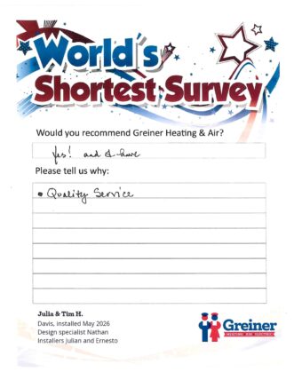 Handwritten customer survey card