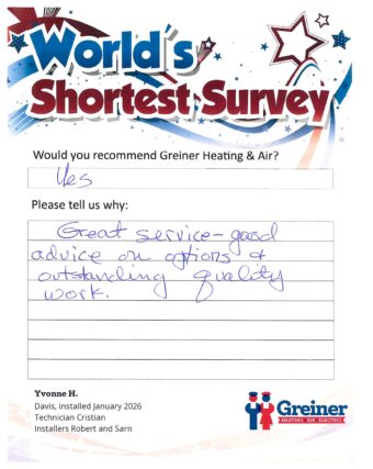 Handwritten customer survey card