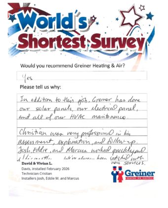 Handwritten customer survey card