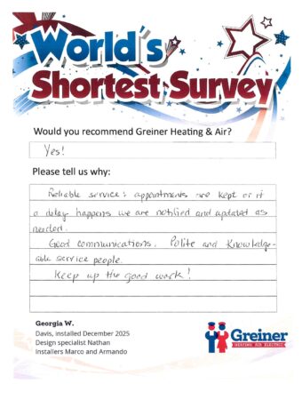 Handwritten customer survey card