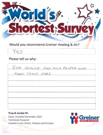 Handwritten customer survey card