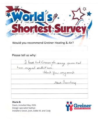 Handwritten customer survey card