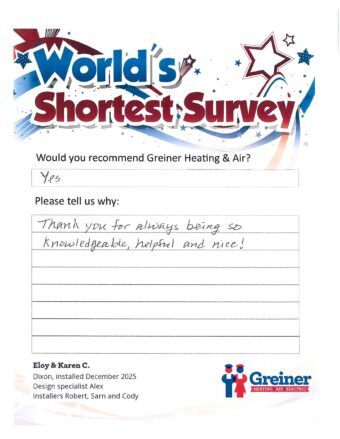 Handwritten customer survey card