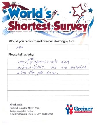 Handwritten customer survey card
