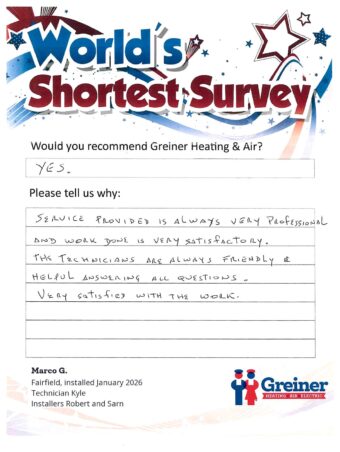 Handwritten customer survey card