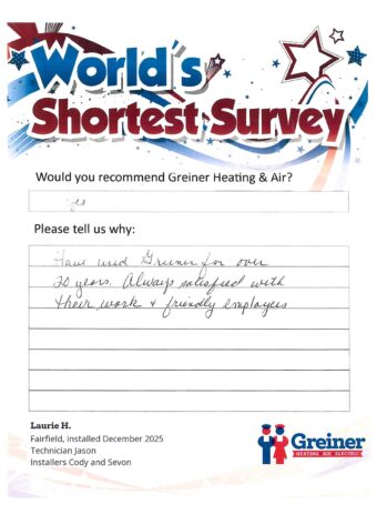 Handwritten customer survey card
