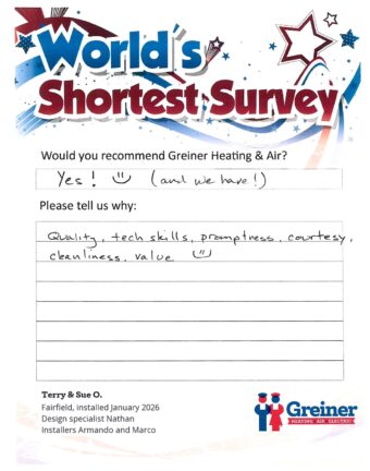 Handwritten customer survey card