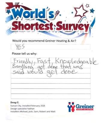 Handwritten customer survey card