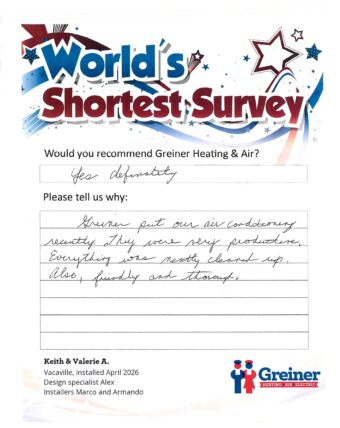 Handwritten customer survey card