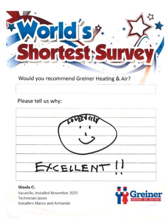Handwritten customer survey card