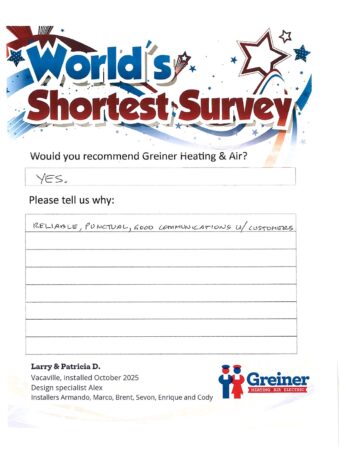 Handwritten customer survey card