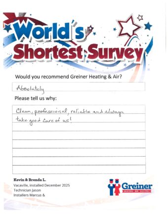 Handwritten customer survey card