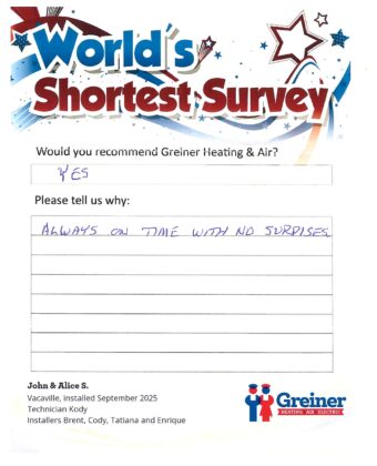 Handwritten customer survey card