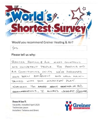 Handwritten customer survey card
