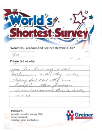 Handwritten customer survey card