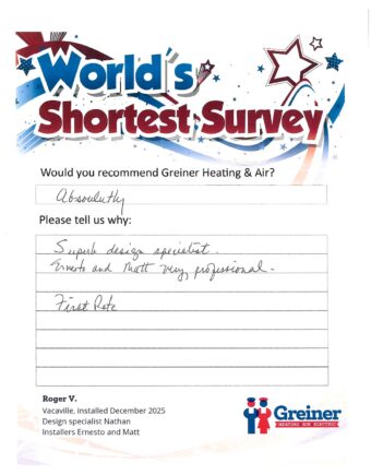 Handwritten customer survey card
