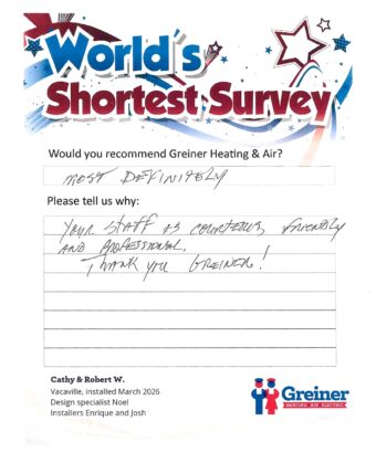 Handwritten customer survey card