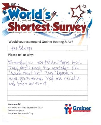Handwritten customer survey card