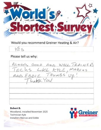 Handwritten customer survey card